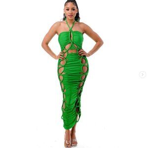 Dress, Love Highlight, S, Bright Green open sides